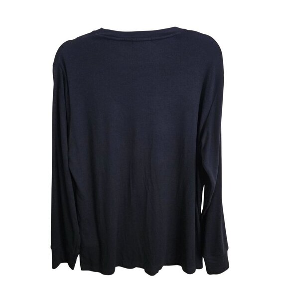 Theory Long Sleeve Tee Shirt Navy Recycled Polyester Blend Size L - Picture 3 of 6